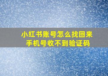 小红书账号怎么找回来 手机号收不到验证码